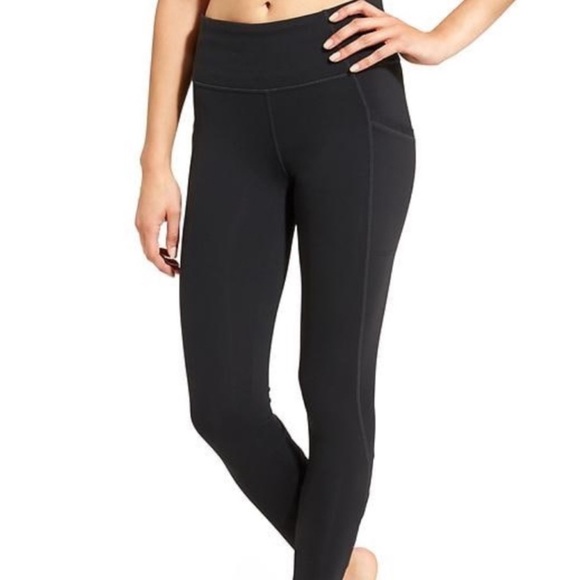 Athleta Black Leggings with Lace back Size Medium - Picture 4 of 9